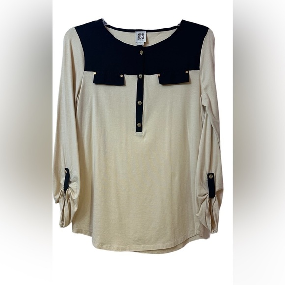 Anne Klein Solid Colorblock Button Up Blouse, Women's Small (4-6) - Picture 4 of 12